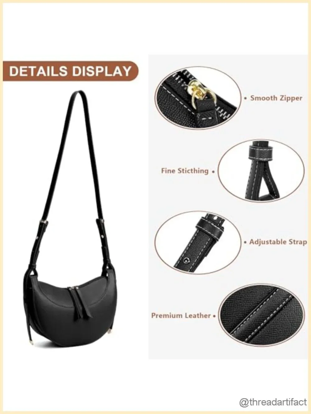 Grain Faux Leather Adjustable Saddle Crossbody Bag for Women